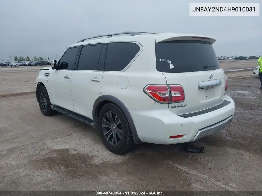 2017 Nissan Armada Platinum VIN: JN8AY2ND4H9010031 Lot: 40749954