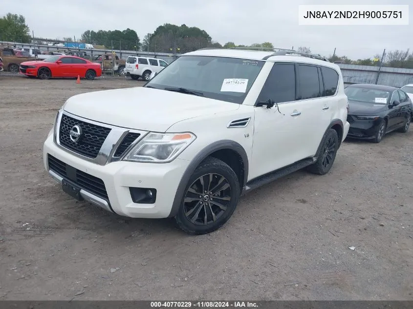 2017 Nissan Armada Platinum VIN: JN8AY2ND2H9005751 Lot: 40770229