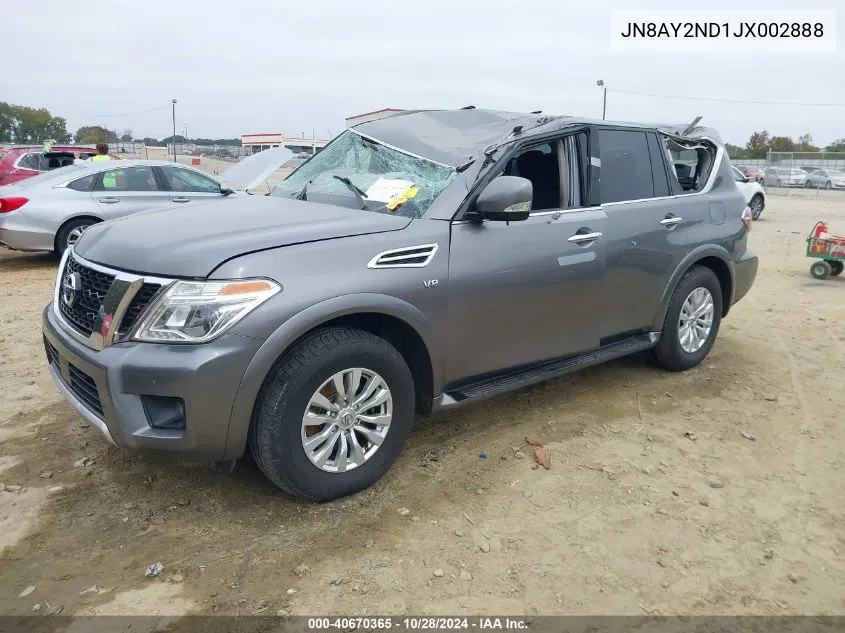 2018 Nissan Armada Sv VIN: JN8AY2ND1JX002888 Lot: 40670365