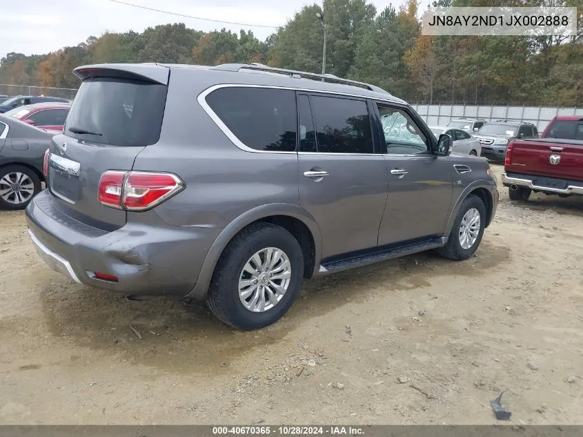 2018 Nissan Armada Sv VIN: JN8AY2ND1JX002888 Lot: 40670365