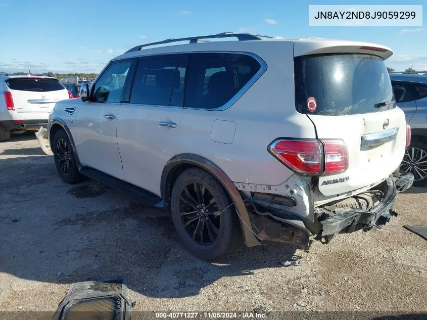 2018 Nissan Armada Platinum VIN: JN8AY2ND8J9059299 Lot: 40771227