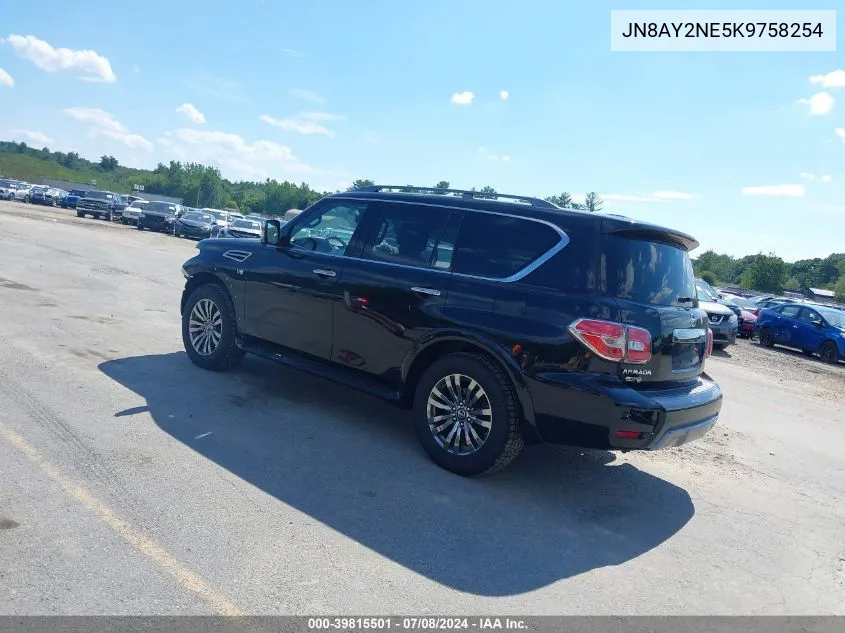 2019 Nissan Armada Platinum VIN: JN8AY2NE5K9758254 Lot: 39815501