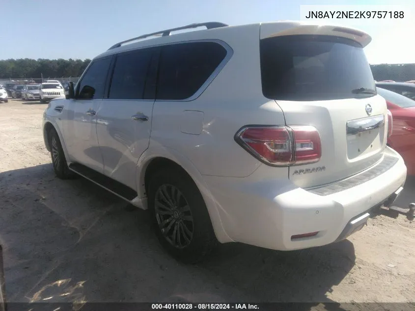 2019 Nissan Armada Platinum VIN: JN8AY2NE2K9757188 Lot: 40110028