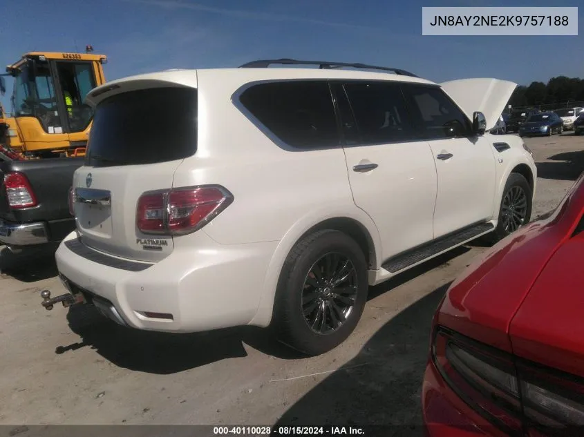 2019 Nissan Armada Platinum VIN: JN8AY2NE2K9757188 Lot: 40110028