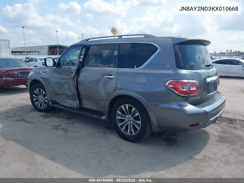 2019 Nissan Armada Sl VIN: JN8AY2ND3KX010668 Lot: 40159858