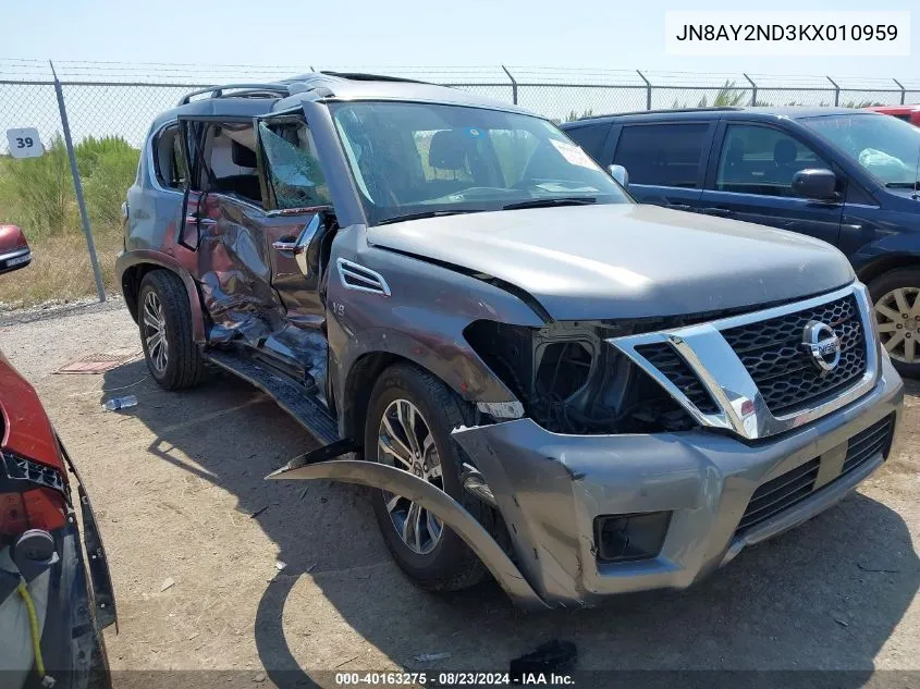 2019 Nissan Armada Sl VIN: JN8AY2ND3KX010959 Lot: 40163275