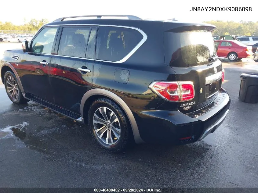 2019 Nissan Armada Sl VIN: JN8AY2NDXK9086098 Lot: 40408452