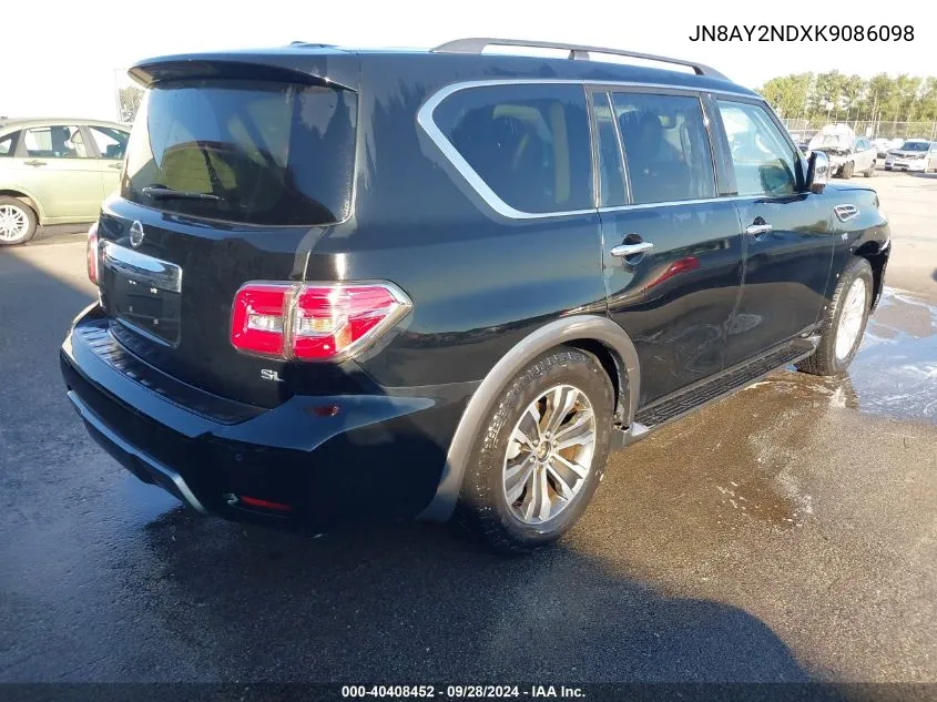 2019 Nissan Armada Sl VIN: JN8AY2NDXK9086098 Lot: 40408452