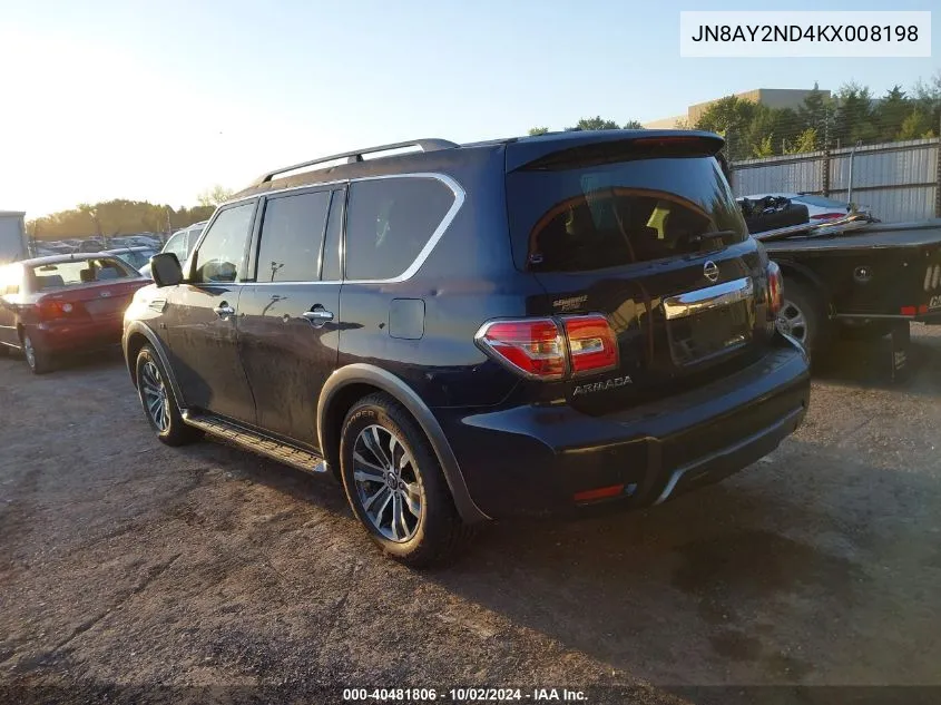 2019 Nissan Armada Sl VIN: JN8AY2ND4KX008198 Lot: 40481806