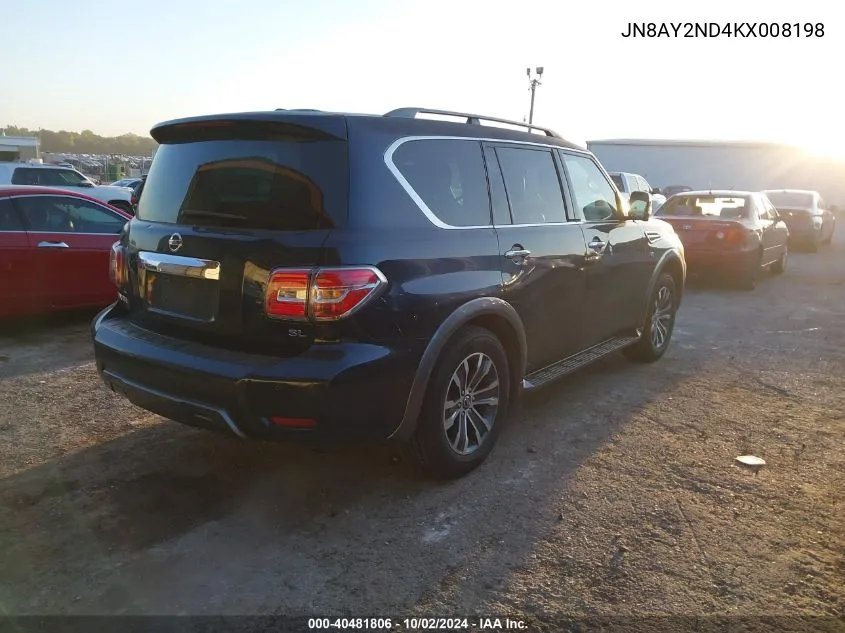 2019 Nissan Armada Sl VIN: JN8AY2ND4KX008198 Lot: 40481806