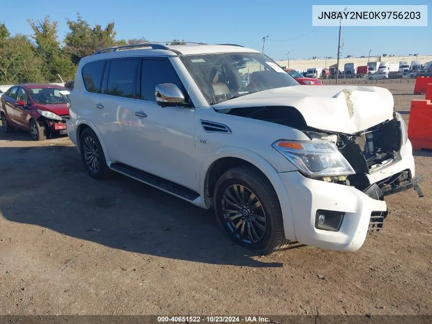 2019 Nissan Armada Platinum VIN: JN8AY2NE0K9756203 Lot: 40651522