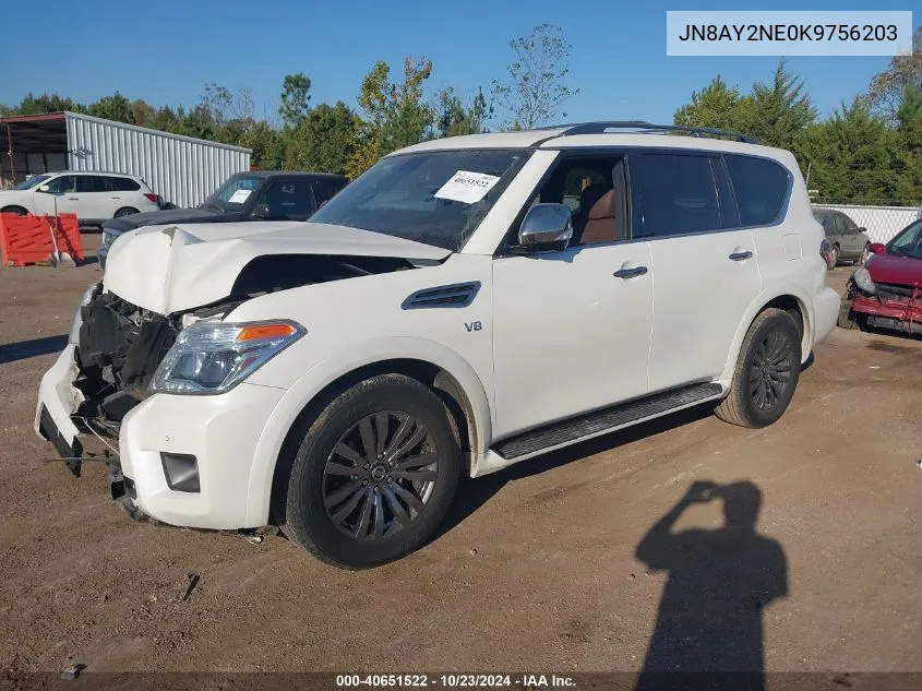 2019 Nissan Armada Platinum VIN: JN8AY2NE0K9756203 Lot: 40651522