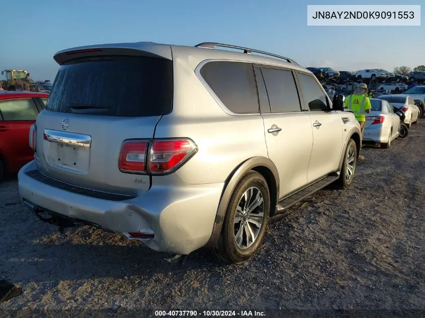 2019 Nissan Armada Sl VIN: JN8AY2ND0K9091553 Lot: 40737790