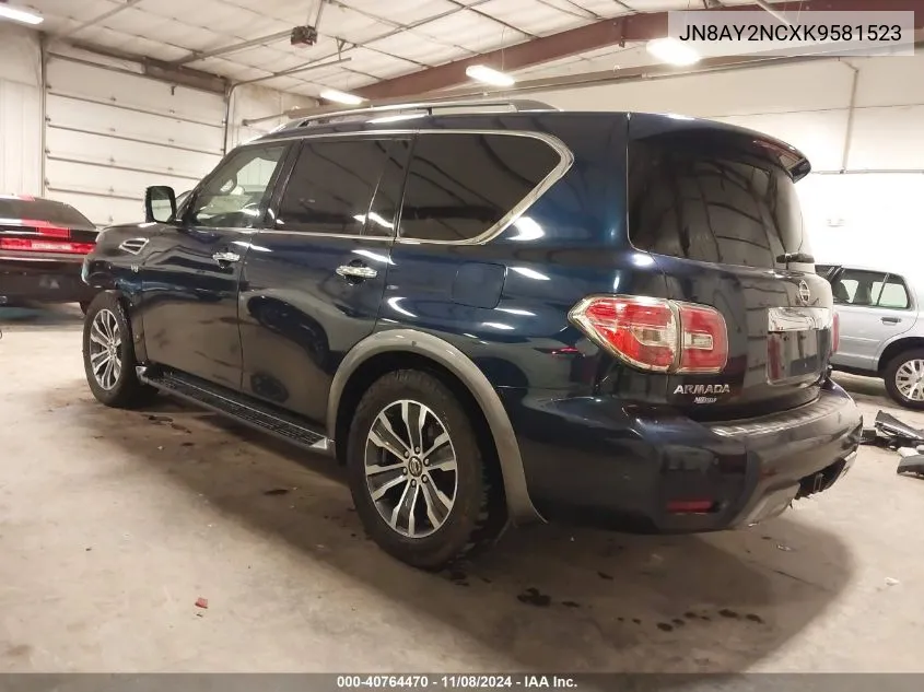 2019 Nissan Armada Sl VIN: JN8AY2NCXK9581523 Lot: 40764470