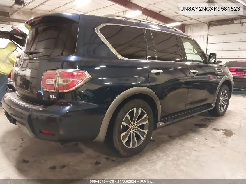 2019 Nissan Armada Sl VIN: JN8AY2NCXK9581523 Lot: 40764470