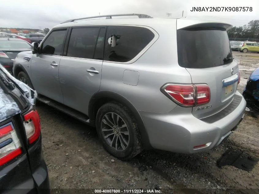 2019 Nissan Armada Sl VIN: JN8AY2ND7K9087578 Lot: 40807600