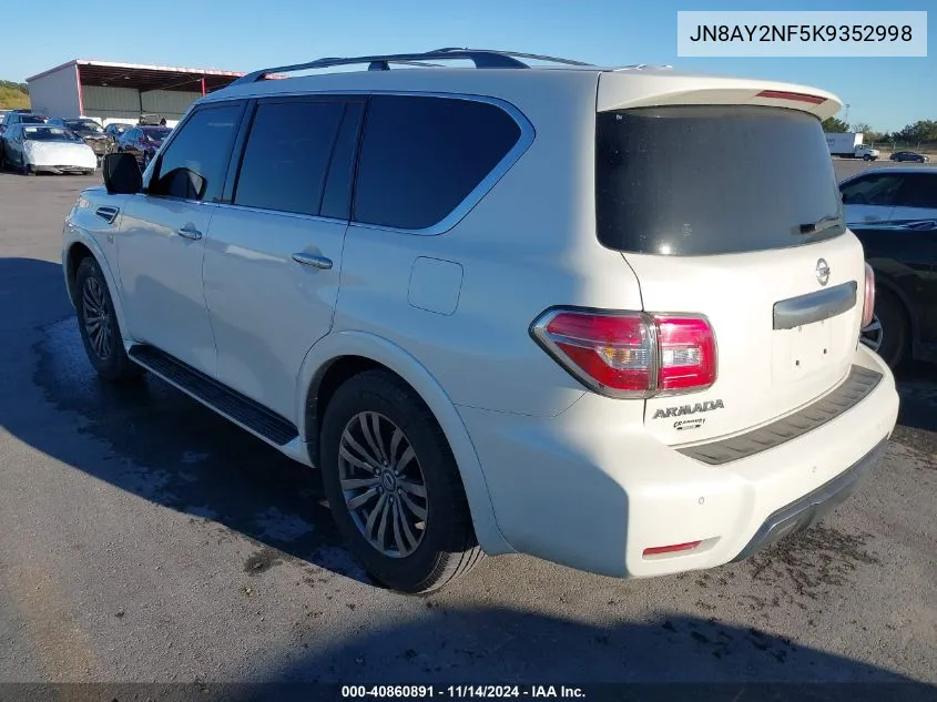 2019 Nissan Armada Platinum VIN: JN8AY2NF5K9352998 Lot: 40860891