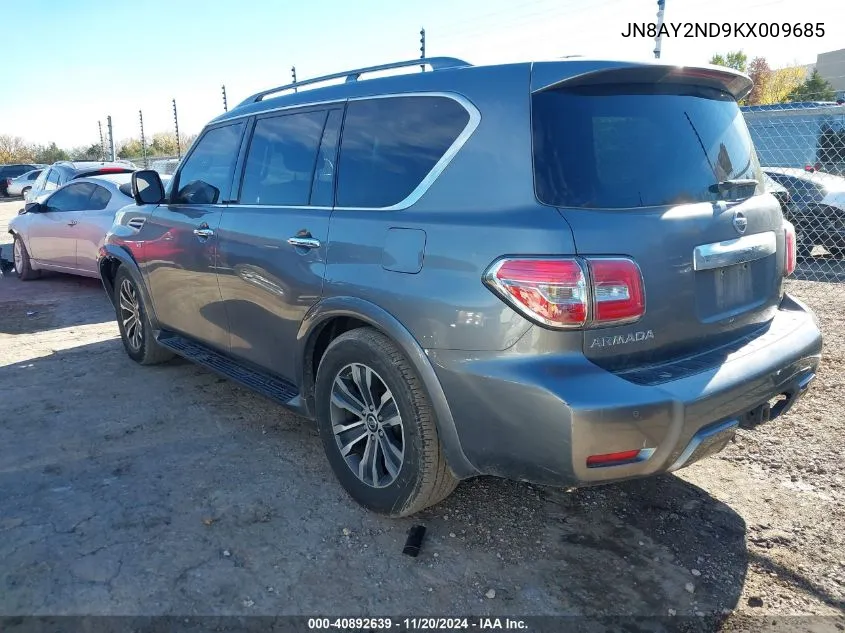 2019 Nissan Armada Sl VIN: JN8AY2ND9KX009685 Lot: 40892639