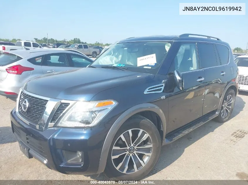 2020 Nissan Armada Sl 4Wd VIN: JN8AY2NC0L9619942 Lot: 40043570