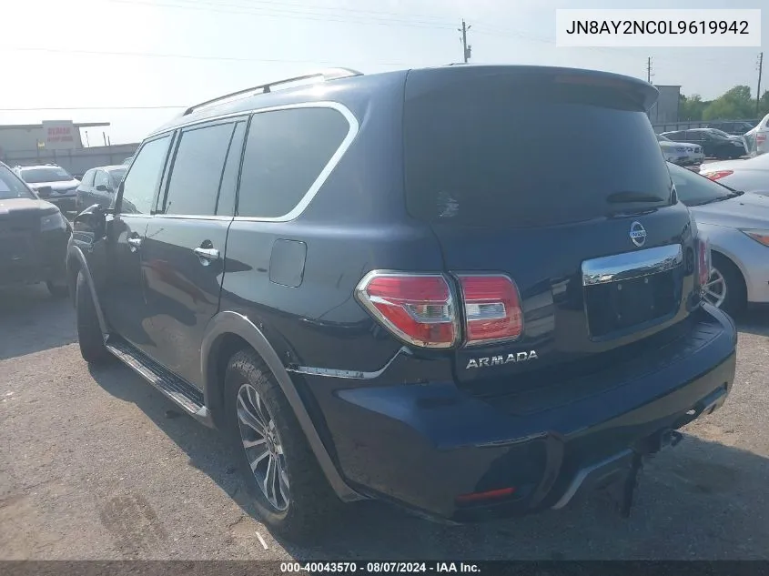 2020 Nissan Armada Sl 4Wd VIN: JN8AY2NC0L9619942 Lot: 40043570