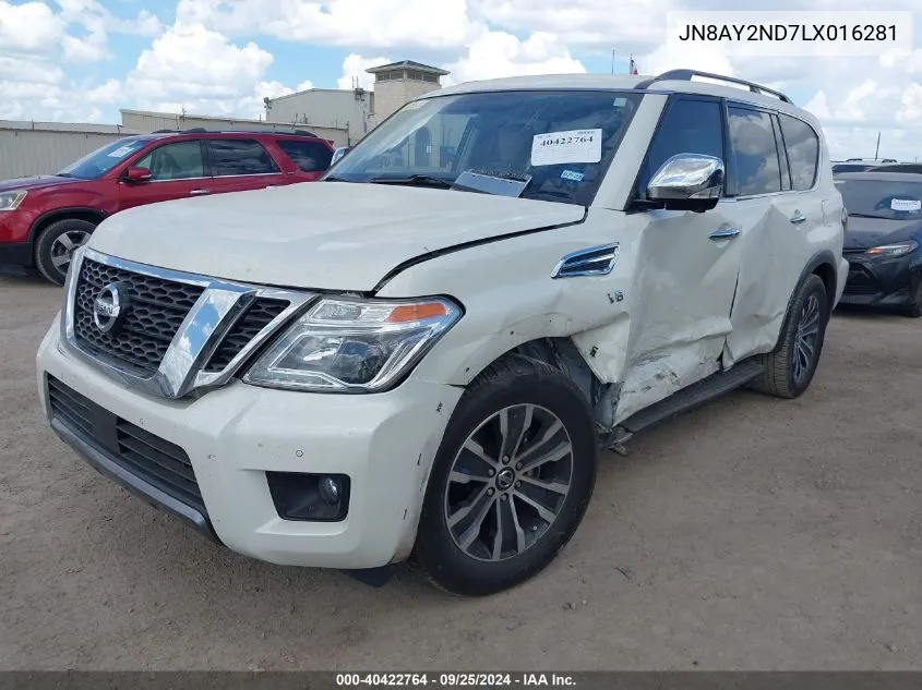 2020 Nissan Armada Sl 2Wd VIN: JN8AY2ND7LX016281 Lot: 40422764