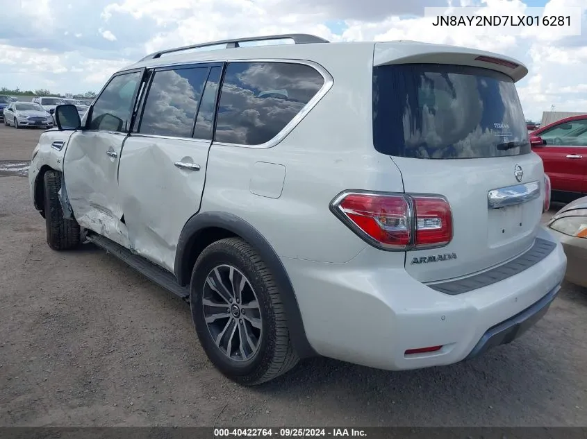 2020 Nissan Armada Sl 2Wd VIN: JN8AY2ND7LX016281 Lot: 40422764