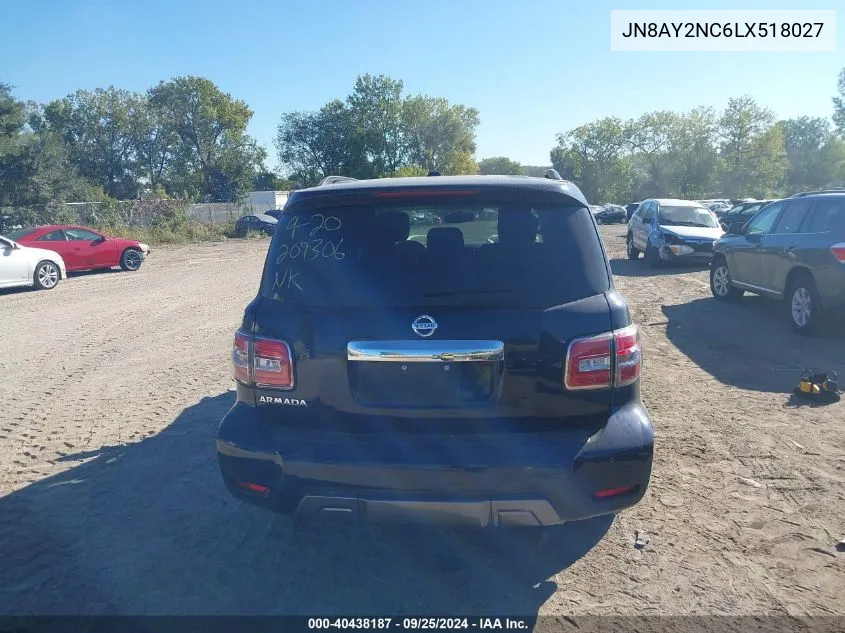 2020 Nissan Armada Sv 4Wd VIN: JN8AY2NC6LX518027 Lot: 40438187