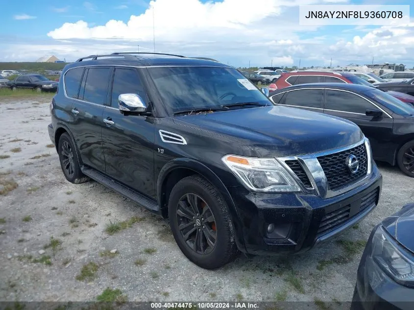 2020 Nissan Armada Platinum 2Wd VIN: JN8AY2NF8L9360708 Lot: 40474475