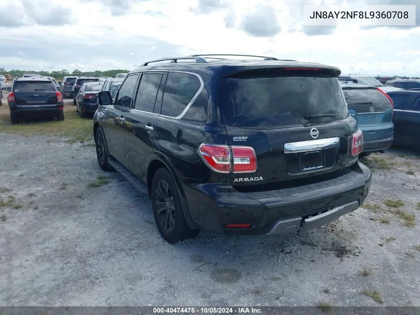 2020 Nissan Armada Platinum 2Wd VIN: JN8AY2NF8L9360708 Lot: 40474475