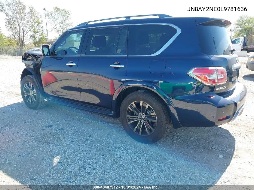 2020 Nissan Armada Platinum 4Wd VIN: JN8AY2NE0L9781636 Lot: 40487912