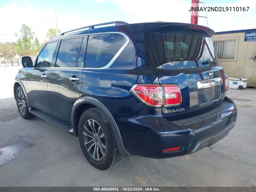 2020 Nissan Armada Sl 2Wd VIN: JN8AY2ND2L9110167 Lot: 40538852