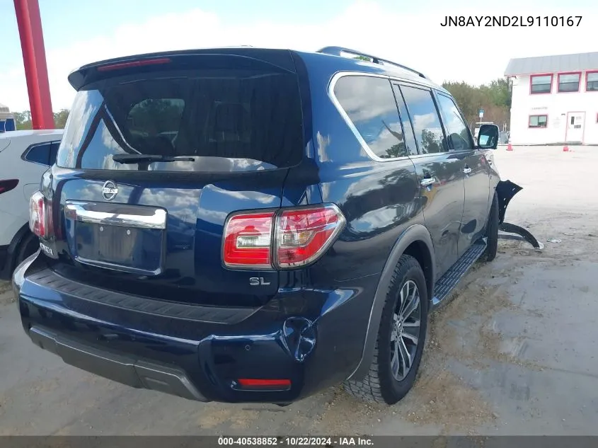 2020 Nissan Armada Sl 2Wd VIN: JN8AY2ND2L9110167 Lot: 40538852