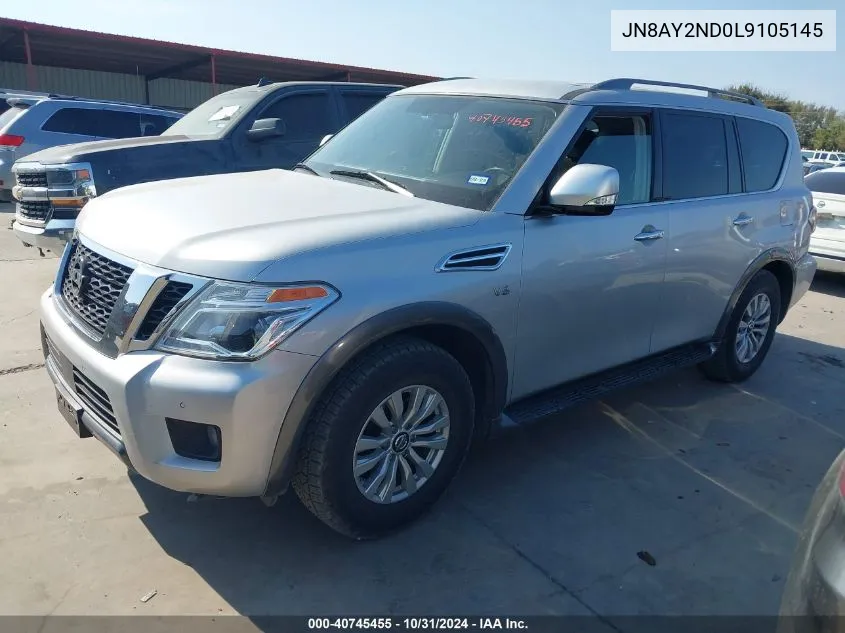 2020 Nissan Armada Sv 2Wd VIN: JN8AY2ND0L9105145 Lot: 40745455