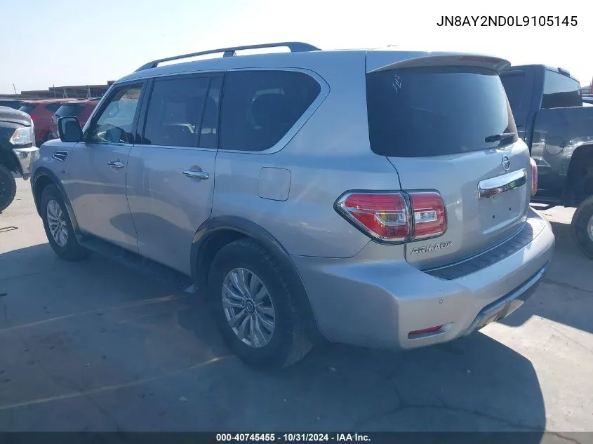 2020 Nissan Armada Sv 2Wd VIN: JN8AY2ND0L9105145 Lot: 40745455