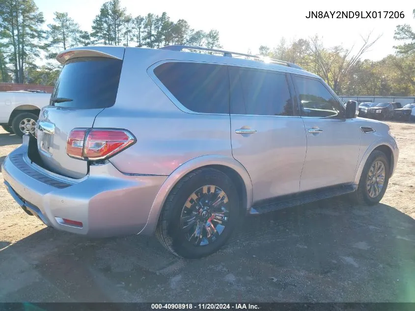 2020 Nissan Armada Sv 2Wd VIN: JN8AY2ND9LX017206 Lot: 40908918