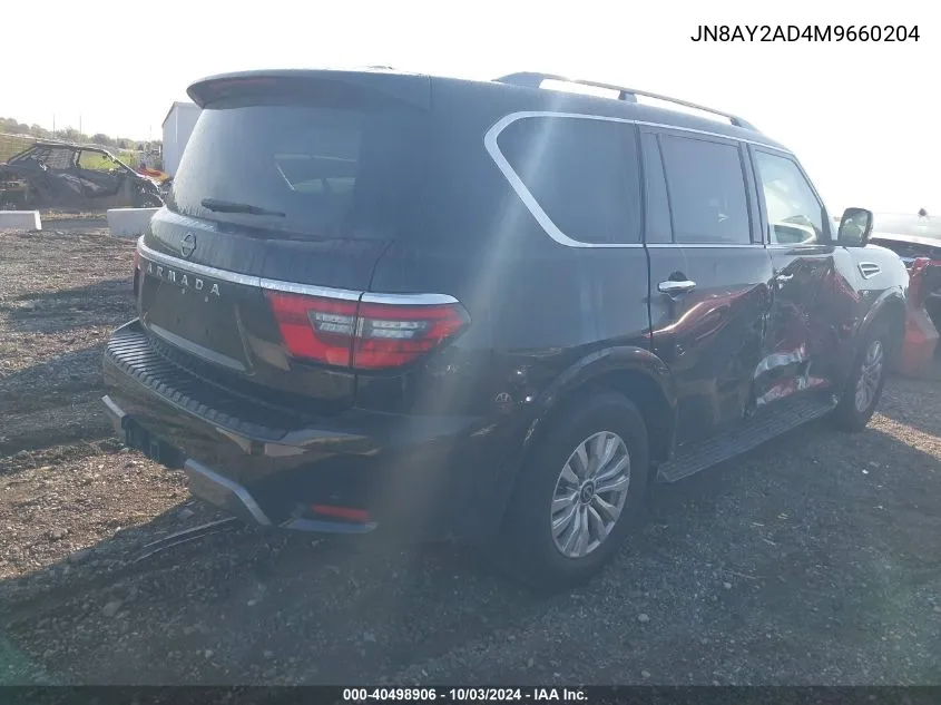 2021 Nissan Armada Sv 4Wd VIN: JN8AY2AD4M9660204 Lot: 40498906