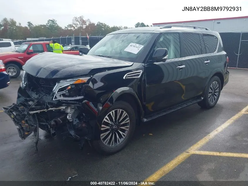 2021 Nissan Armada Sl 4Wd VIN: JN8AY2BB8M9792931 Lot: 40782422