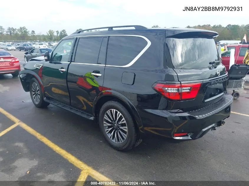 2021 Nissan Armada Sl 4Wd VIN: JN8AY2BB8M9792931 Lot: 40782422