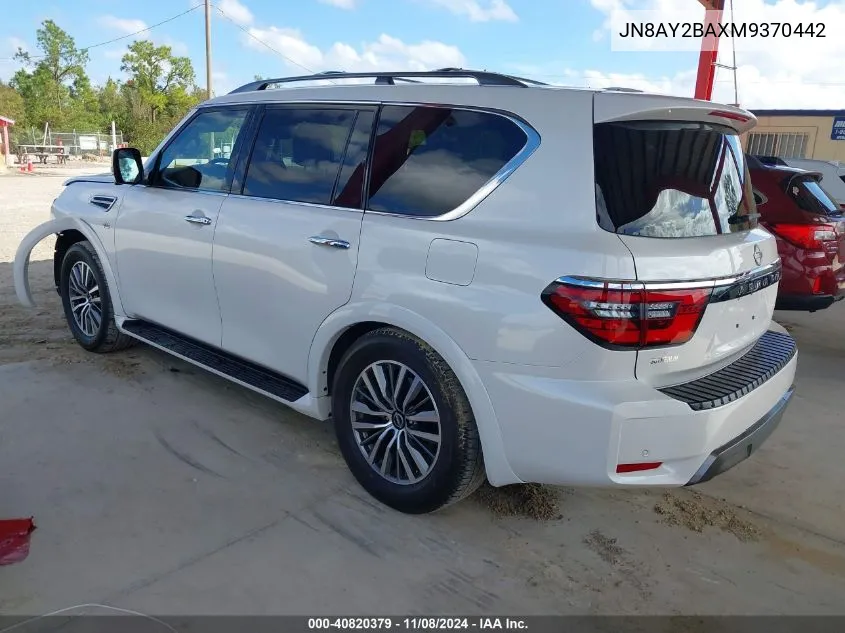 2021 Nissan Armada Sl 2Wd VIN: JN8AY2BAXM9370442 Lot: 40820379