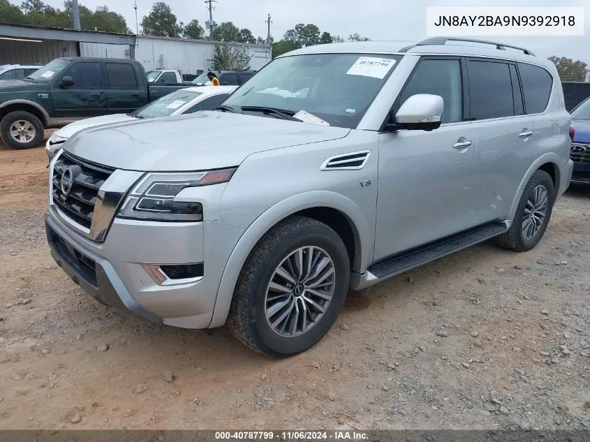 2022 Nissan Armada Sl 2Wd VIN: JN8AY2BA9N9392918 Lot: 40787799