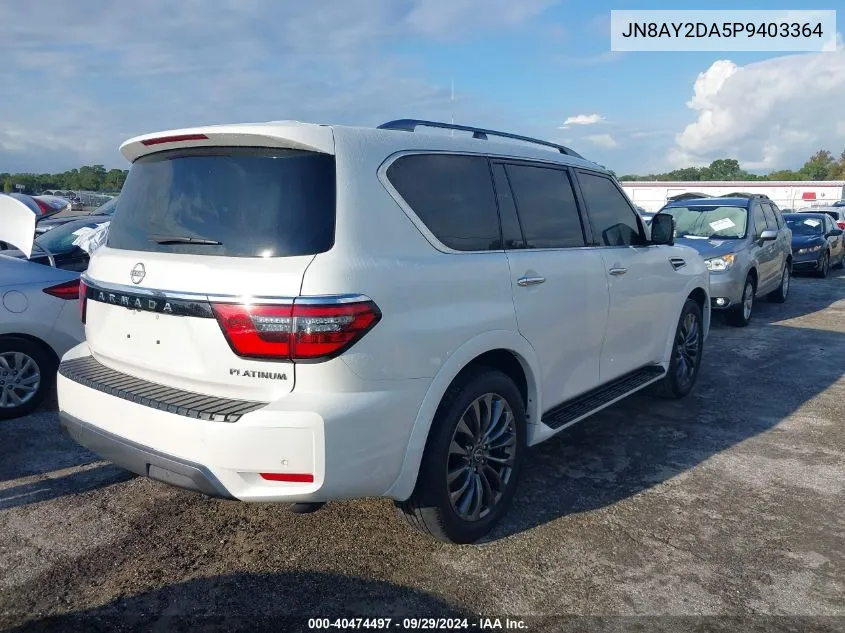 2023 Nissan Armada Platinum VIN: JN8AY2DA5P9403364 Lot: 40474497