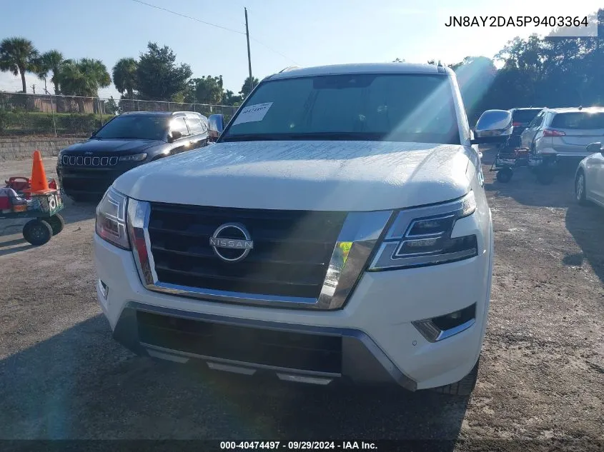 2023 Nissan Armada Platinum VIN: JN8AY2DA5P9403364 Lot: 40474497