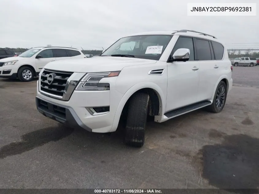 2023 Nissan Armada Platinum 4Wd VIN: JN8AY2CD8P9692381 Lot: 40783172