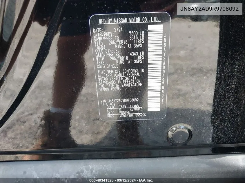 JN8AY2AD9R9708092 2024 Nissan Armada Sv 4Wd