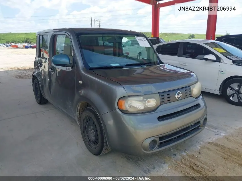 2011 Nissan Cube 1.8S VIN: JN8AZ2KR4BT206994 Lot: 40006980