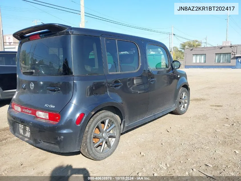 2011 Nissan Cube 1.8 Krom VIN: JN8AZ2KR1BT202417 Lot: 40638978