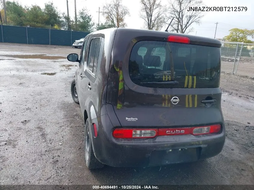 2011 Nissan Cube 1.8S VIN: JN8AZ2KR0BT212579 Lot: 40694491