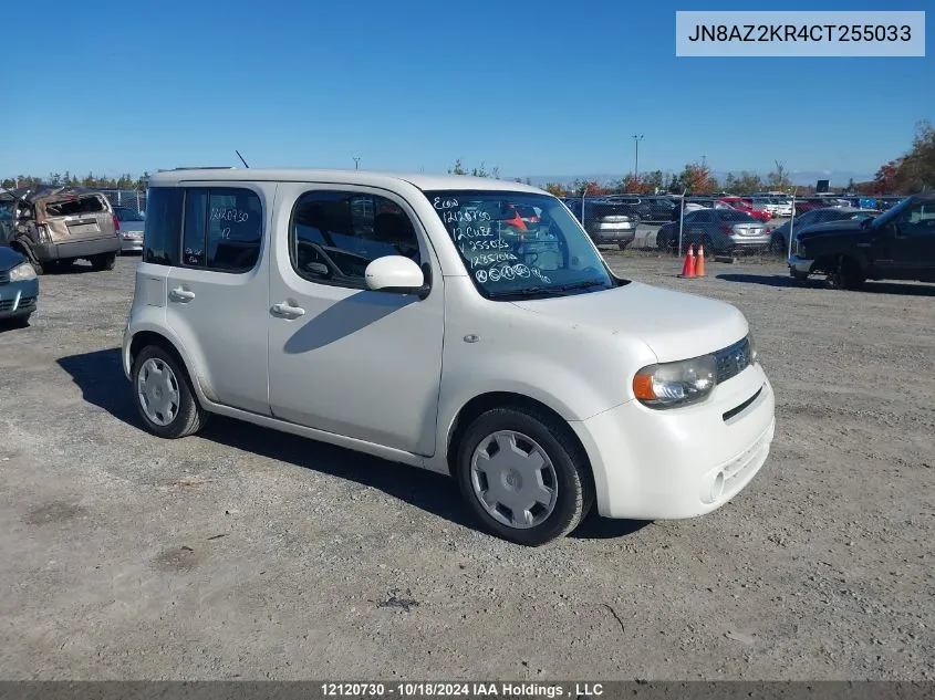 2012 Nissan Cube 1.8 S VIN: JN8AZ2KR4CT255033 Lot: 12120730