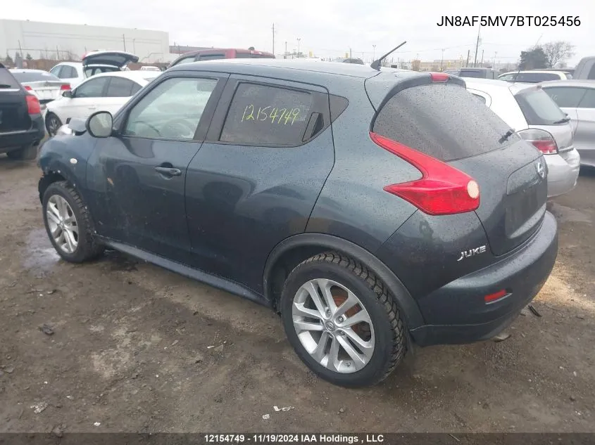 2011 Nissan Juke S/Sv/Sl VIN: JN8AF5MV7BT025456 Lot: 12154749