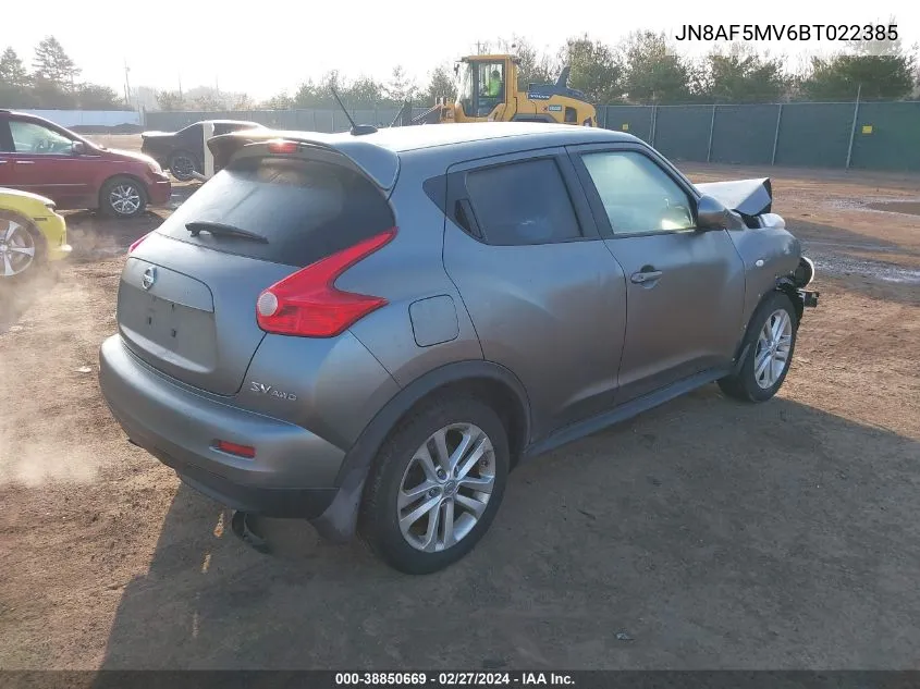 2011 Nissan Juke Sv VIN: JN8AF5MV6BT022385 Lot: 38850669